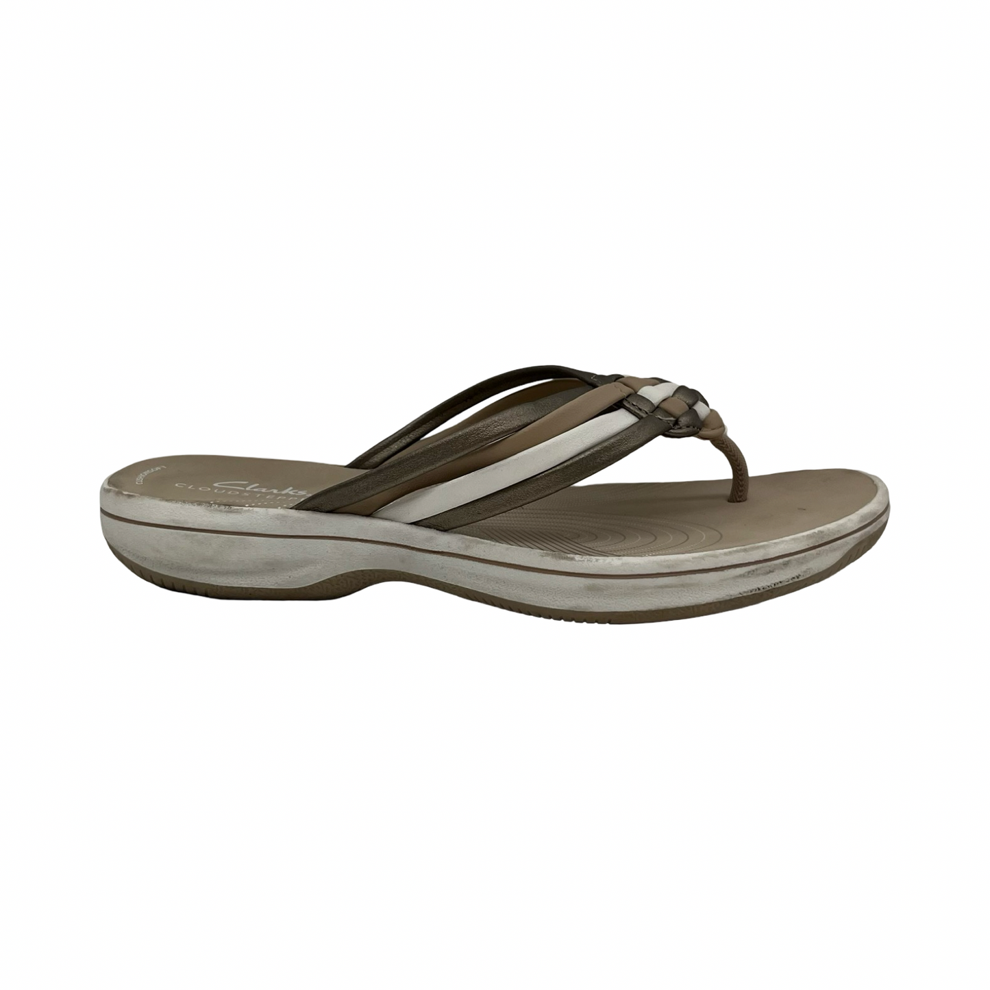 Sandals Flip Flops By Clarks In Brown & Tan, Size:6
