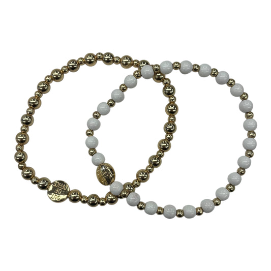 BRACELET SET by    CLOTHES MENTOR In GOLD & WHITE, Size: 02 PIECE SET