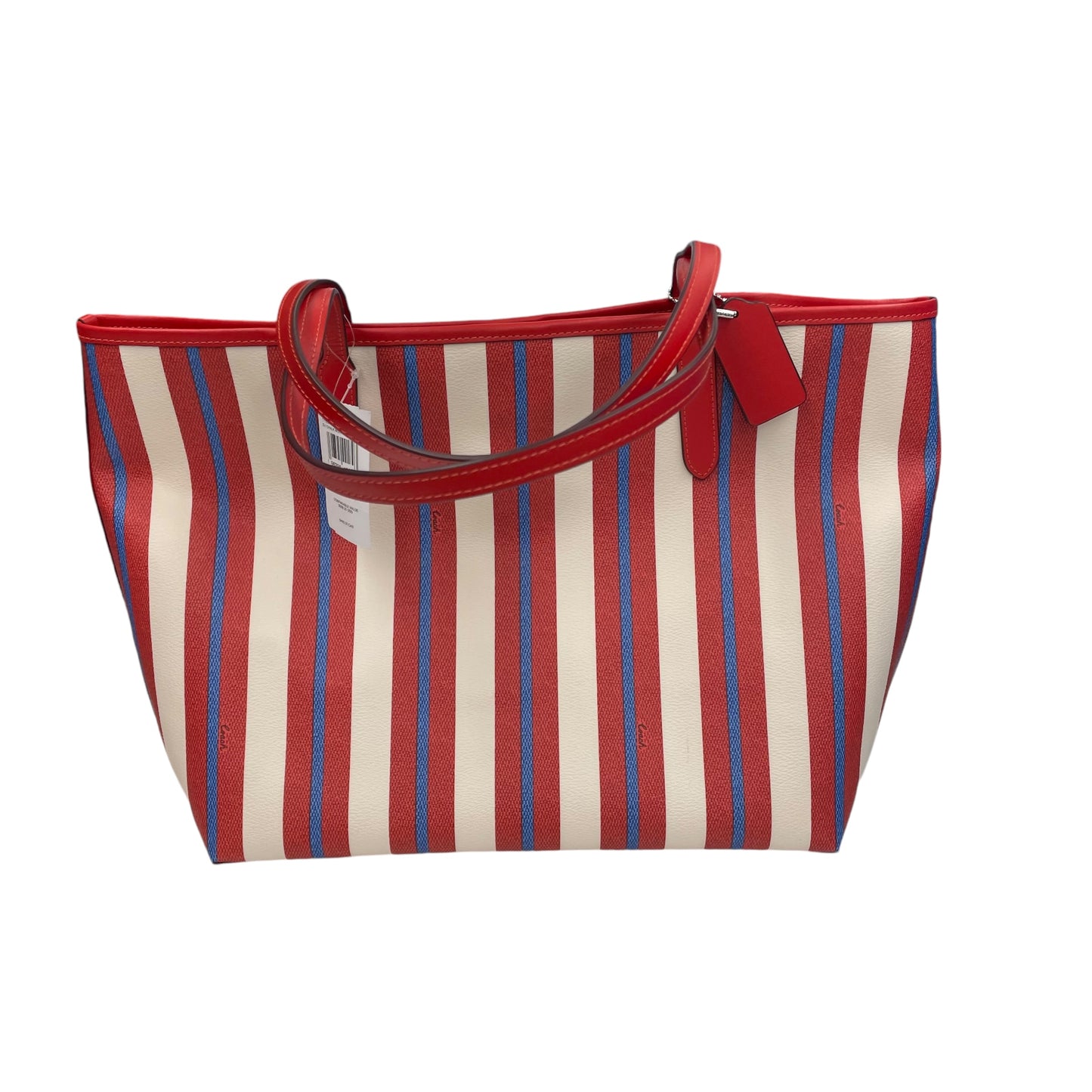 Tote Designer By Coach In Blue Red & White, Size:Medium