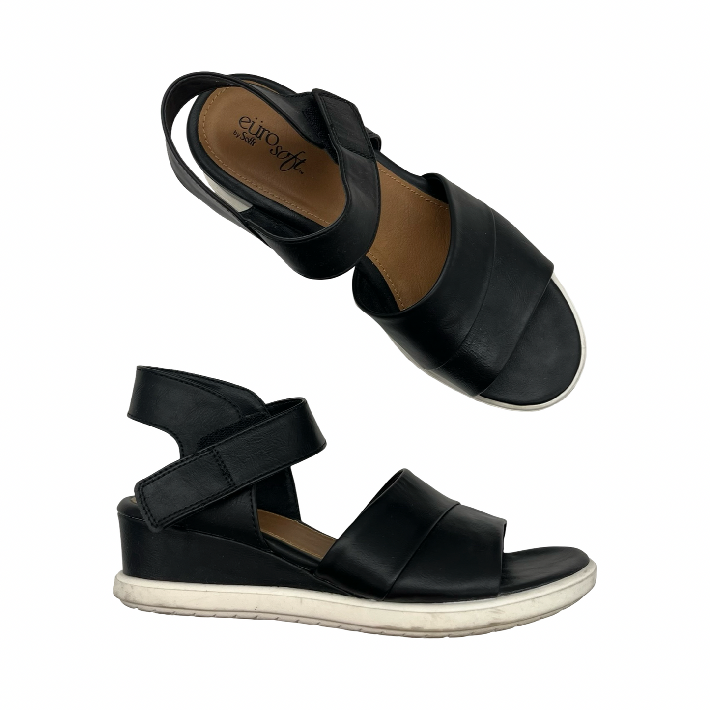 Sandals Heels Wedge By Sofft In Black, Size:8