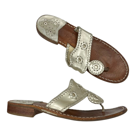 Sandals Flats By Jack Rogers In Silver, Size:7