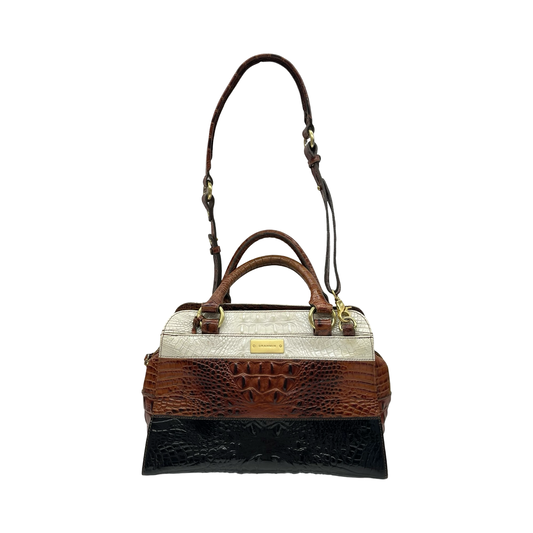 Handbag Designer By Brahmin In Black & Brown, Size:Medium