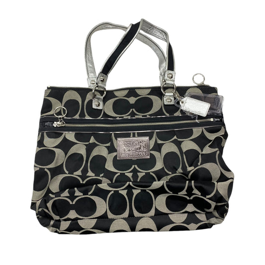 BLACK & GREY HANDBAG DESIGNER by COACH Size:LARGE