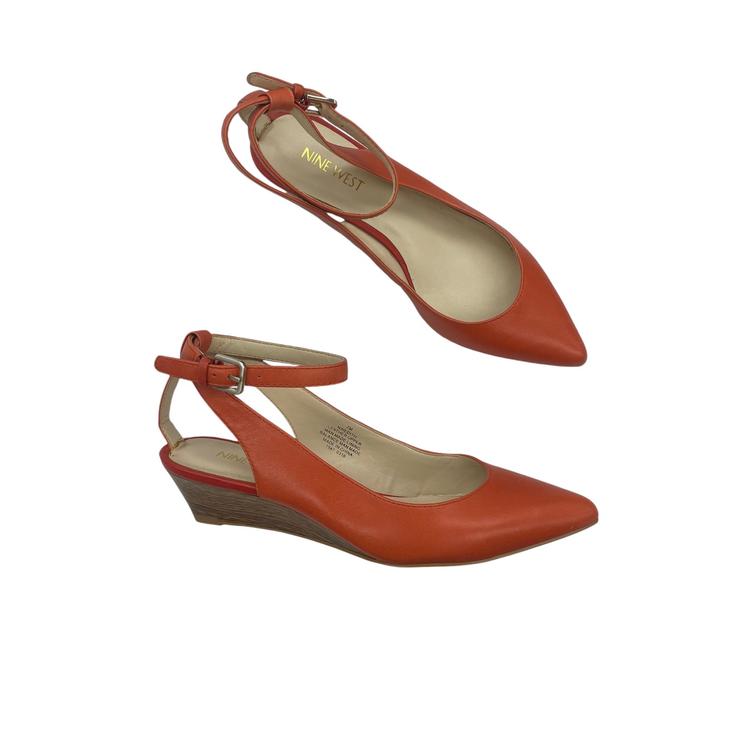 Shoes Heels Wedge By Nine West In Orange, Size:7