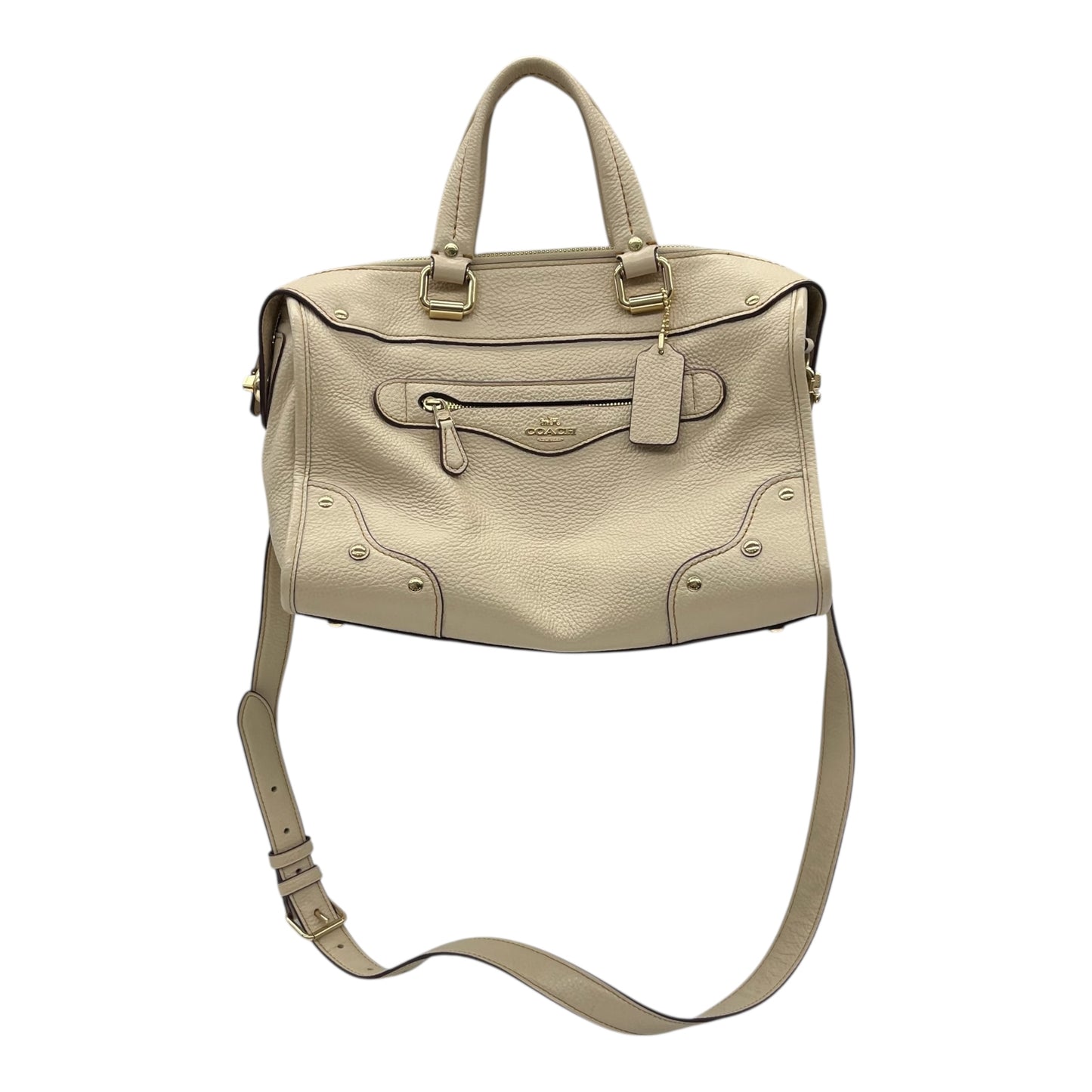 Handbag Designer By Coach In Cream, Size:Medium