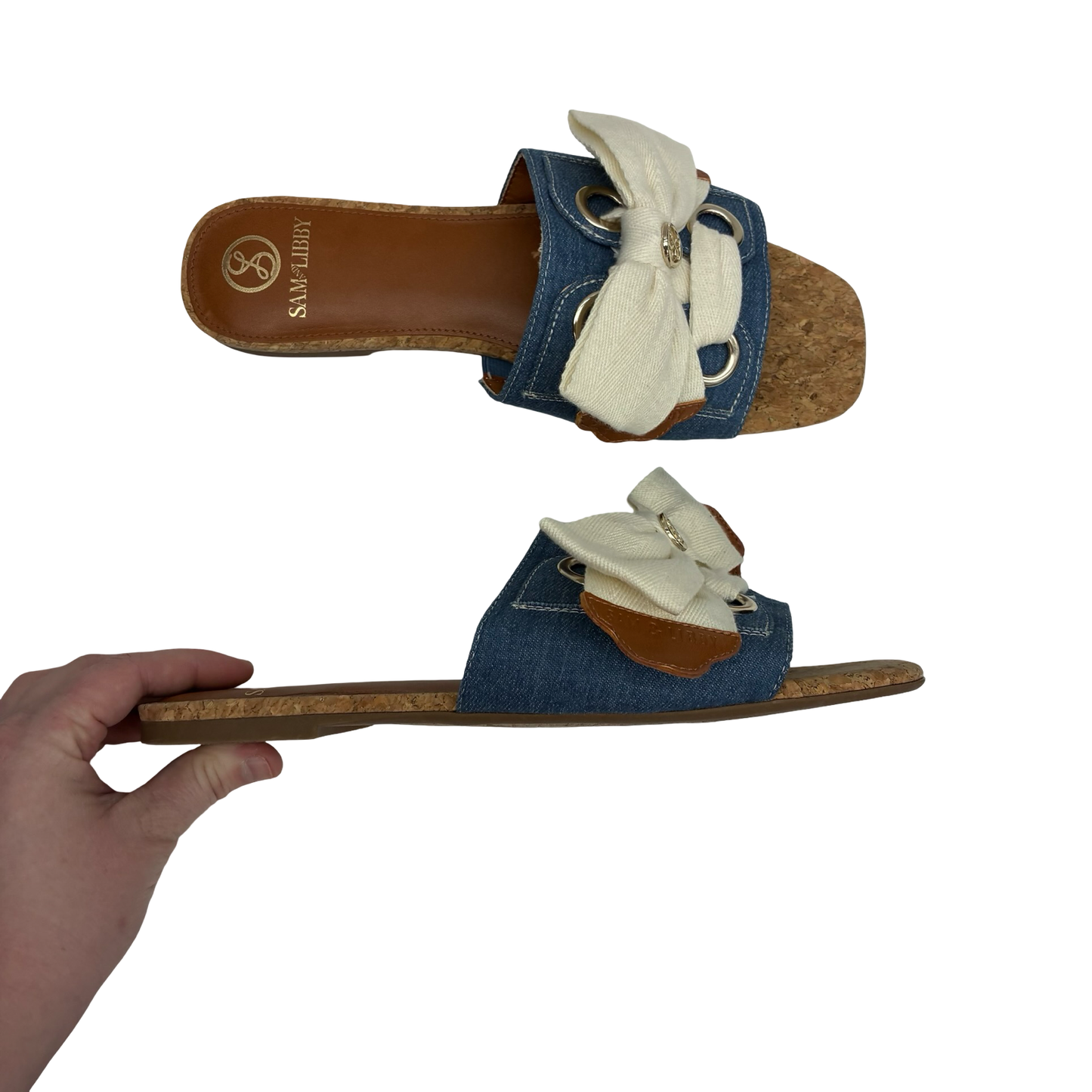 Sandals Flats By Sam And Libby In Blue & Brown, Size:9