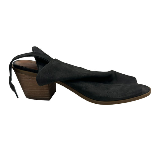 BLACK LUCKY BRAND SANDALS HEELS BLOCK, Size 8