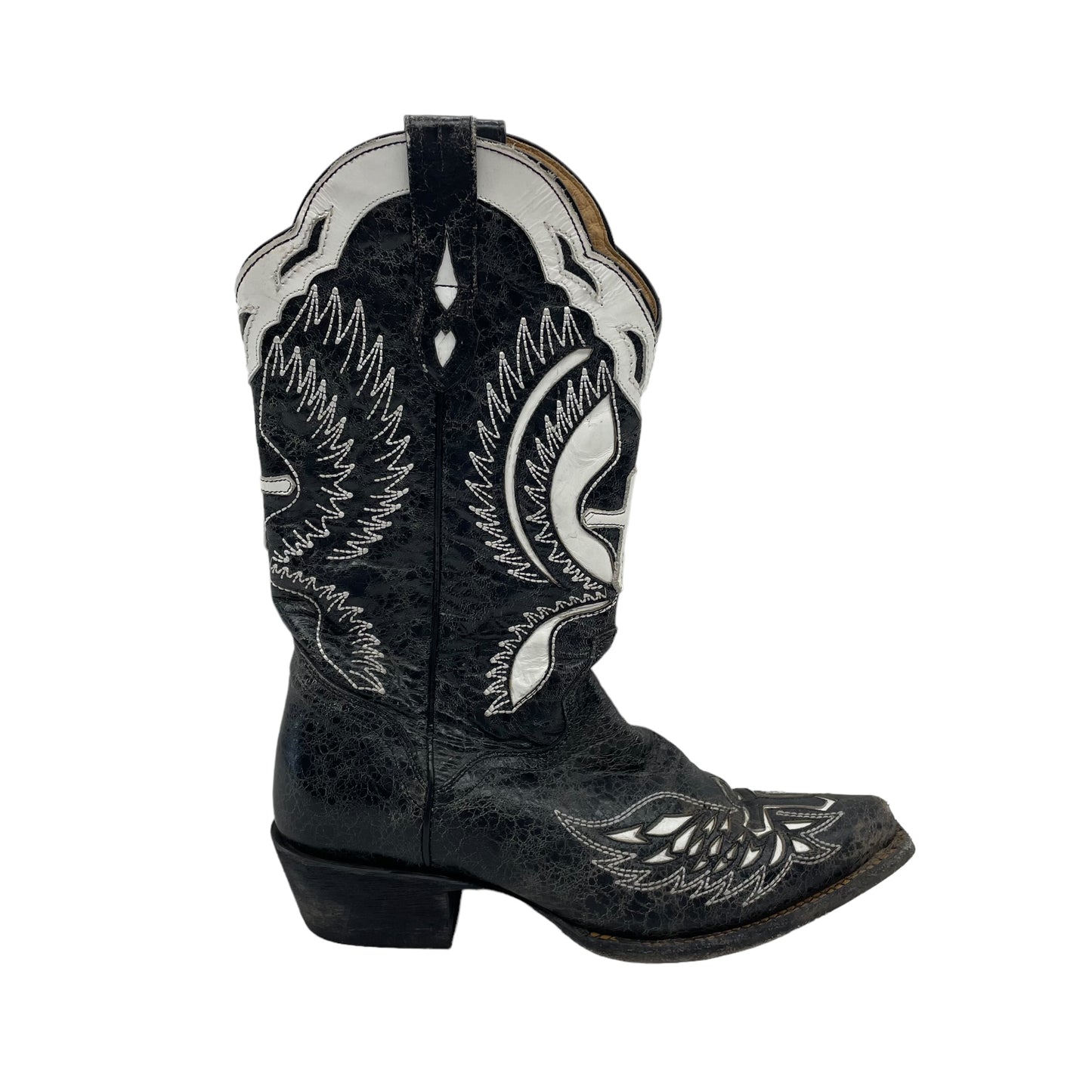 Black & White Boots Western Cmb, Size 8