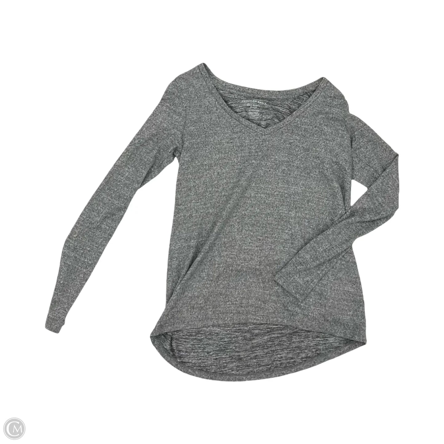 Top Long Sleeve Basic By American Eagle In Grey, Size: Xs