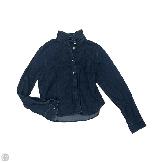 Blouse Long Sleeve By Gap In Blue Denim, Size: M