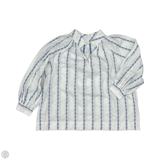 Blouse Long Sleeve By Clothes Mentor In Blue & White, Size: S