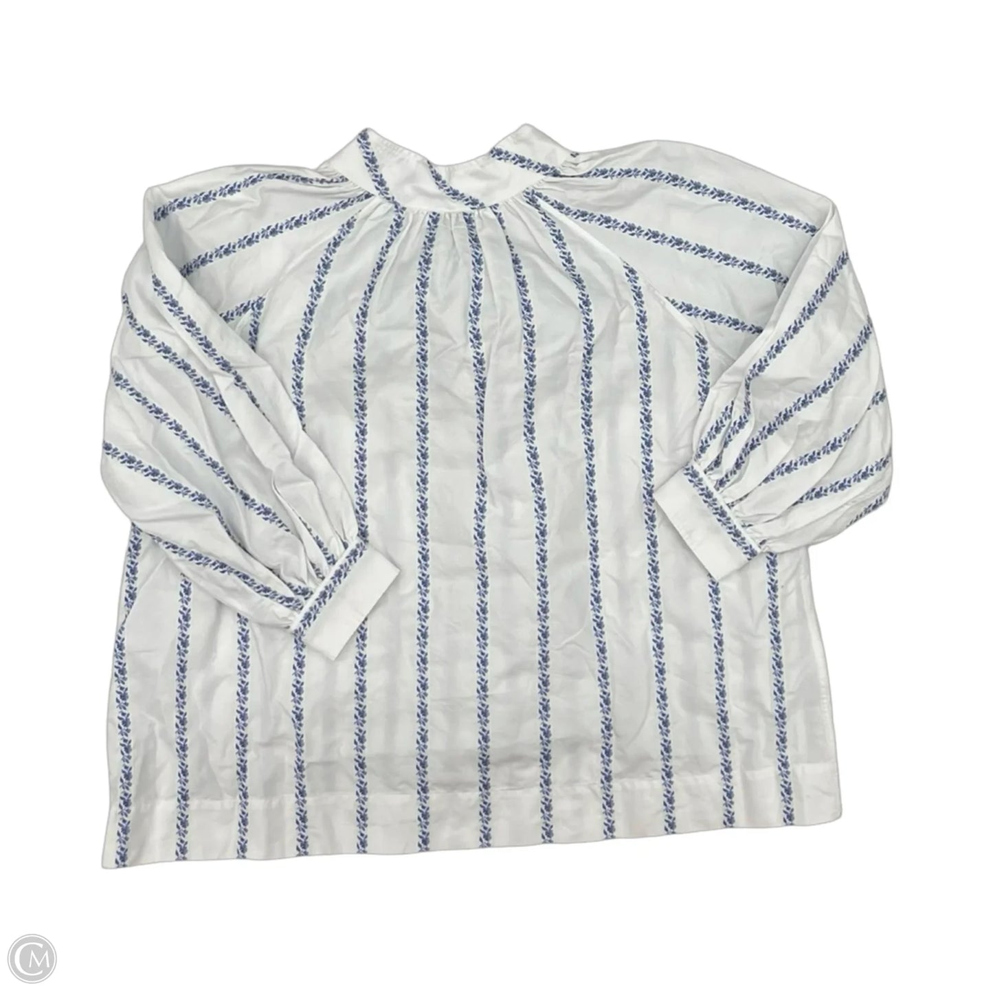 Blouse Long Sleeve By Clothes Mentor In Blue & White, Size: S