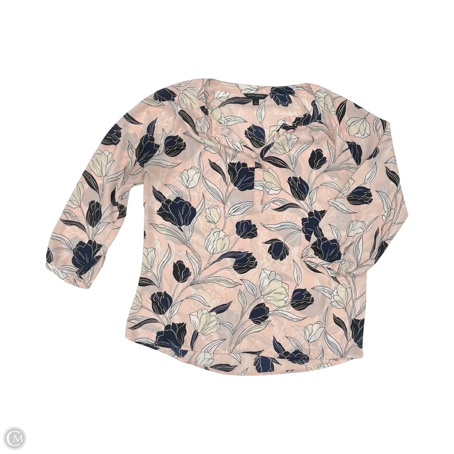 Blouse 3/4 Sleeve By Banana Republic In Pink, Size: M