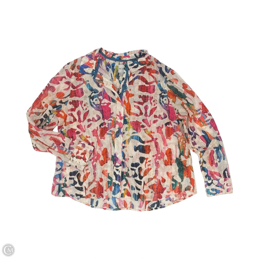 Blouse Long Sleeve By Nic + Zoe In Multi-colored, Size: Lp