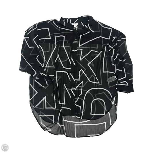 Blouse Long Sleeve By Dkny In Black & White, Size: 1x