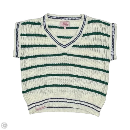 Sweater Short Sleeve By Simply Southern In Green & White, Size: L