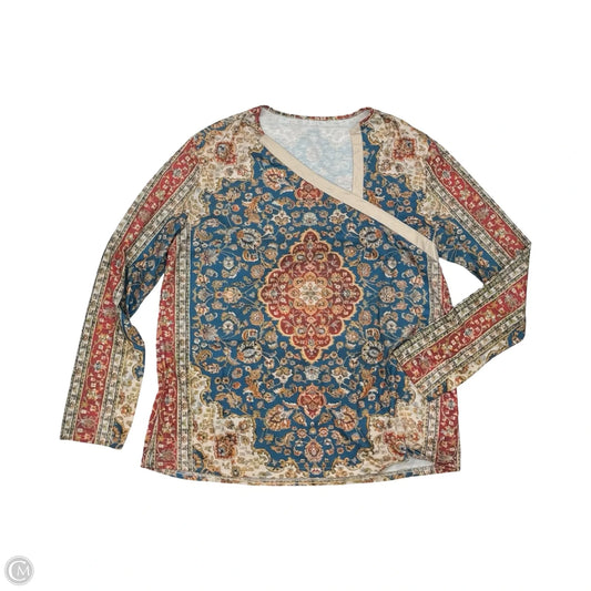 Top Long Sleeve By Cmf In Blue & Orange, Size: Xl