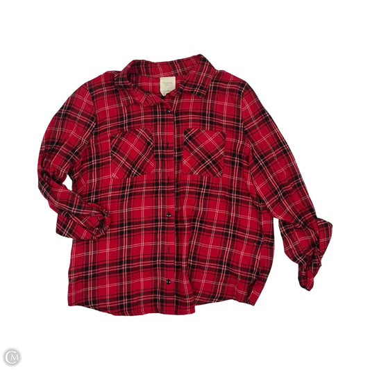 Blouse 3/4 Sleeve By Harper In Black & Red, Size: Xl
