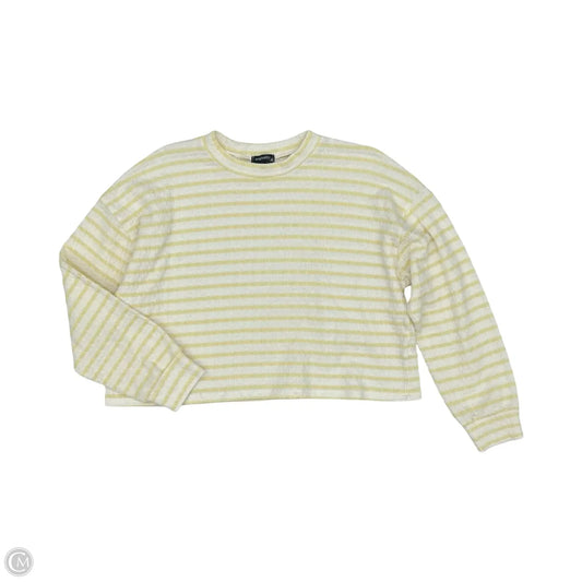 Top Long Sleeve By Originality In White & Yellow, Size: Xs