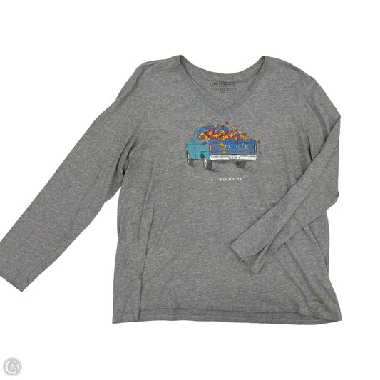 Top Long Sleeve By Life Is Good In Grey, Size: Xxl