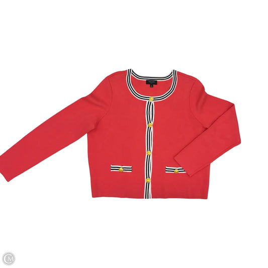 Sweater Cardigan By Tahari In Pink, Size: L