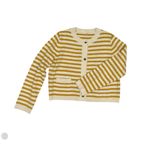 Sweater Cardigan By Cmf In Cream & Yellow, Size: L