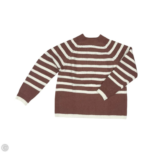 Sweater By Liz Claiborne In Pink & White, Size: L