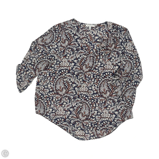 Blouse 3/4 Sleeve By Chaus In Blue & Orange, Size: Xl