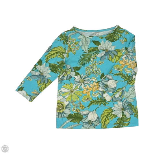 Top 3/4 Sleeve By Talbots In Blue & Green, Size: L