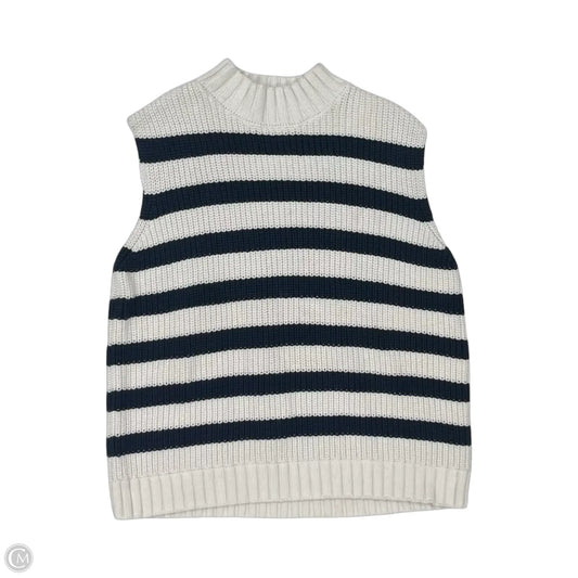 Vest Sweater By Loft In Blue & White, Size: M