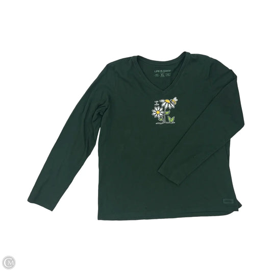 Top Long Sleeve By Life Is Good In Green, Size: Xl