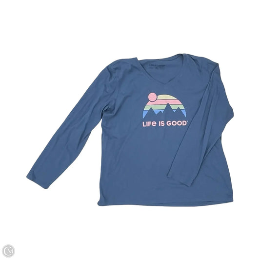 Top Long Sleeve By Life Is Good In Blue, Size: Xl