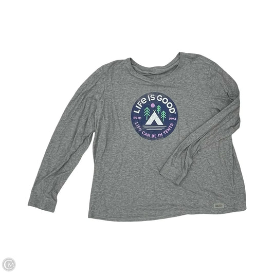 Top Long Sleeve By Life Is Good In Grey, Size: Xxl