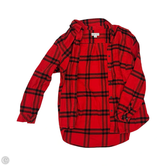 Blouse Long Sleeve By Ava & Viv In Black & Red, Size: 1x
