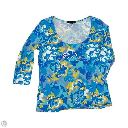 Top 3/4 Sleeve By Boston Proper In Blue, Size: L