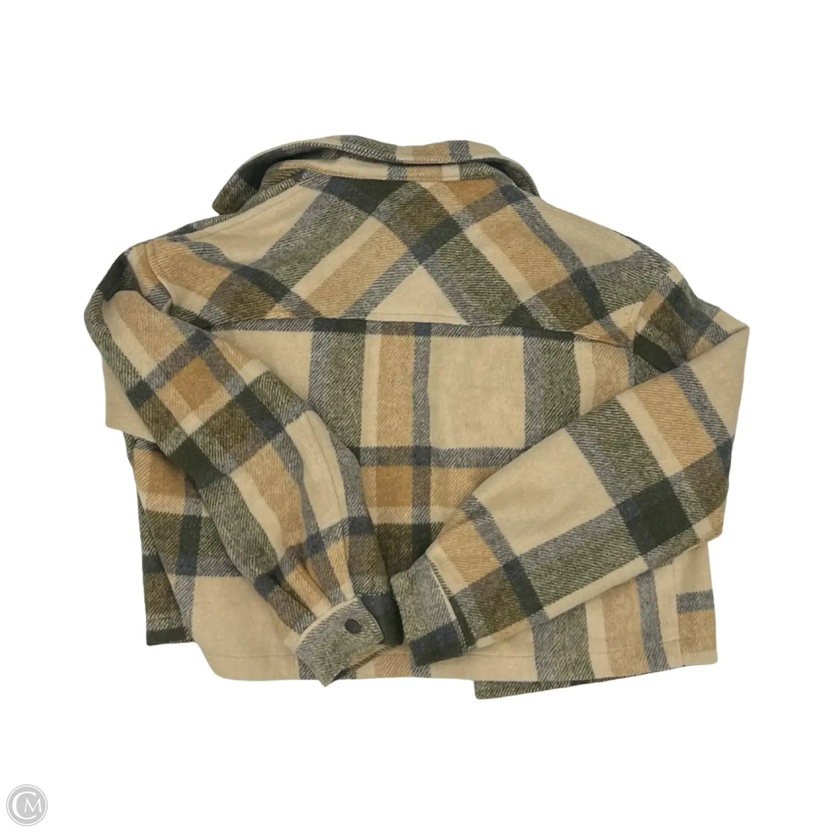 Jacket Shirt By Cme In Green & Tan, Size: M