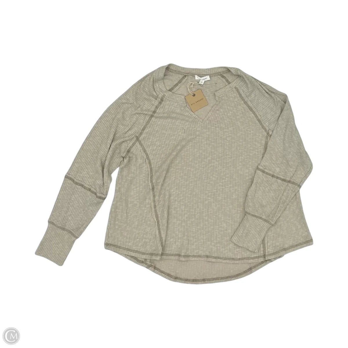 Top Long Sleeve By Blu Pepper In Tan, Size: L