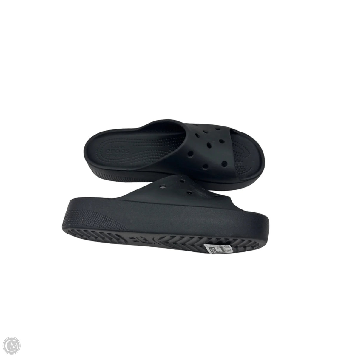 Sandals Flats By Crocs In Black, Size: 9