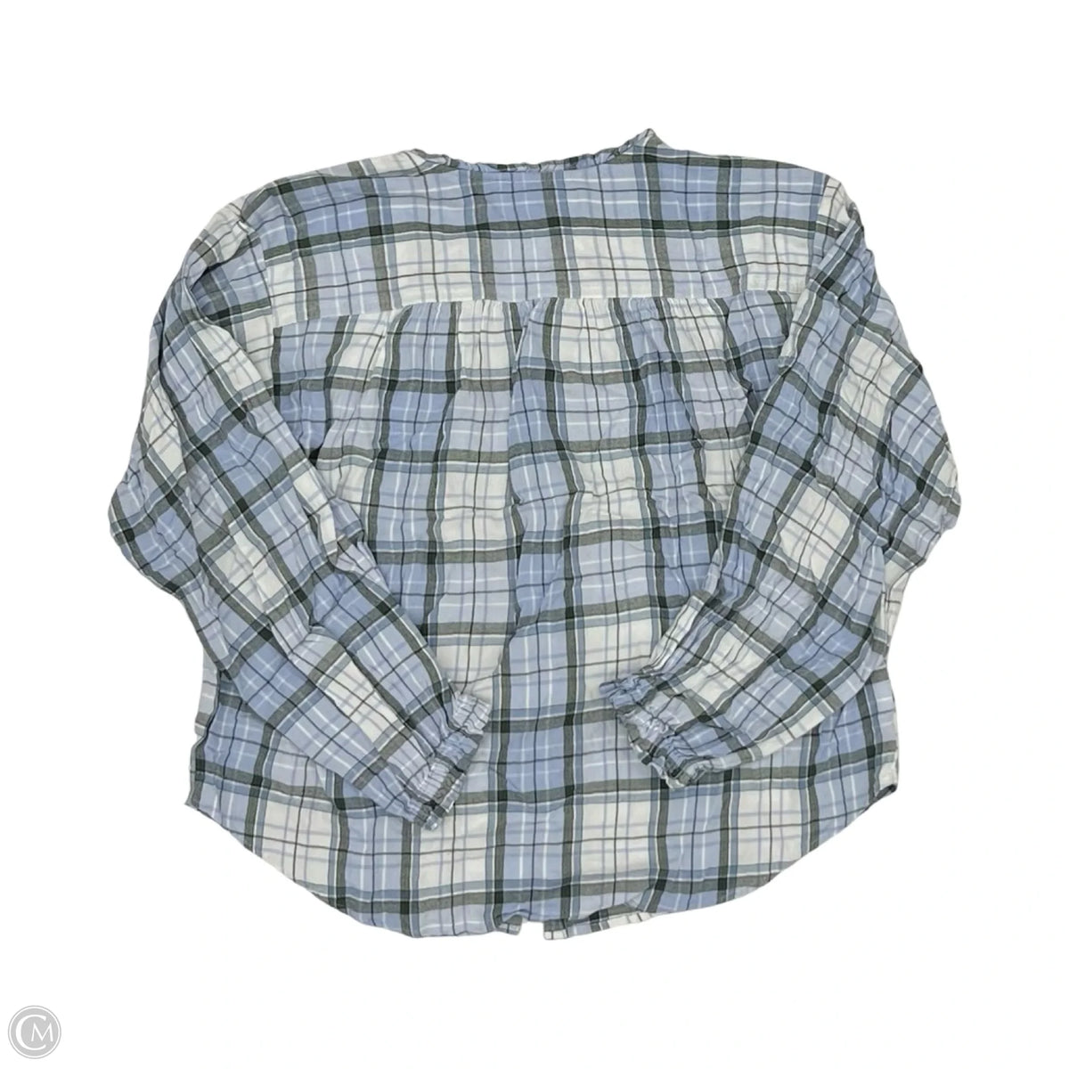 Blouse Long Sleeve By Loft In Blue & White, Size: S