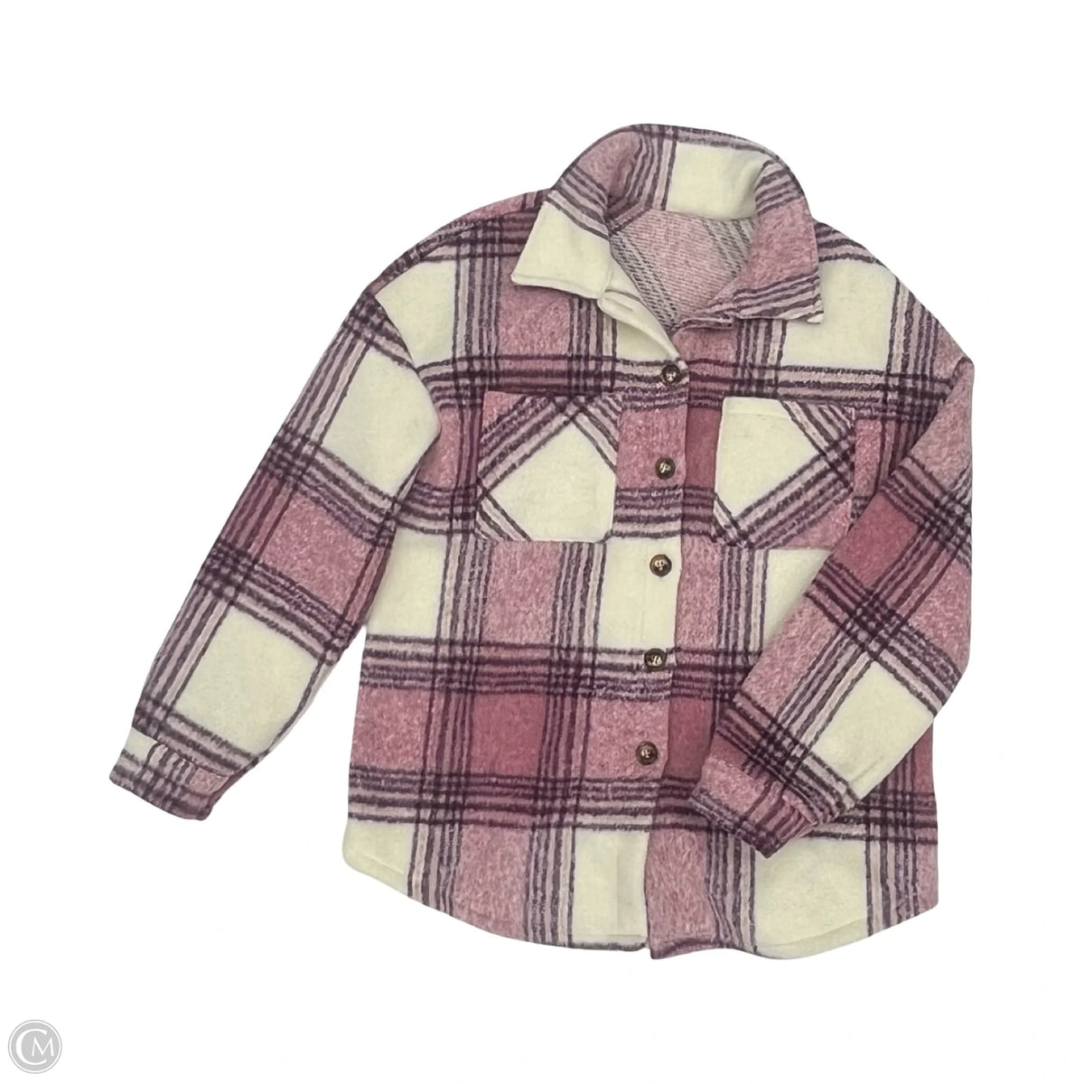 Jacket Shirt By Cmf In Purple & White, Size: S