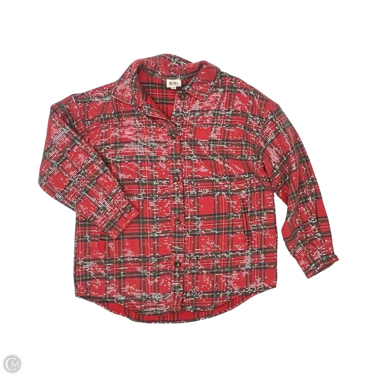Jacket Shirt By Bibi In Plaid Pattern, Size: M