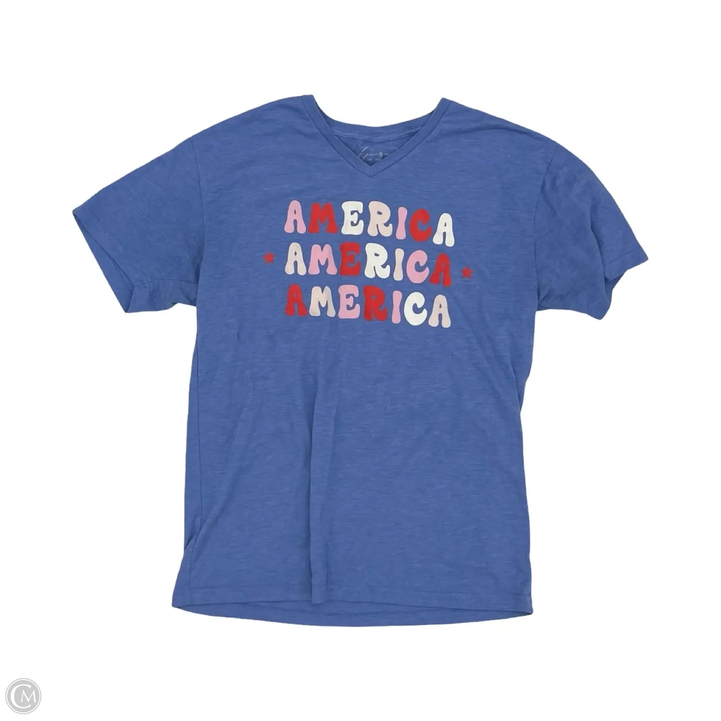 Top Short Sleeve By Cmf In Blue, Size: M