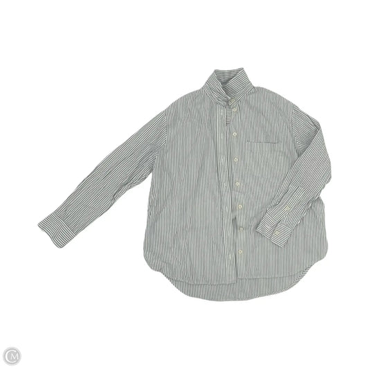 Top Long Sleeve By Madewell In Blue & Cream, Size: S