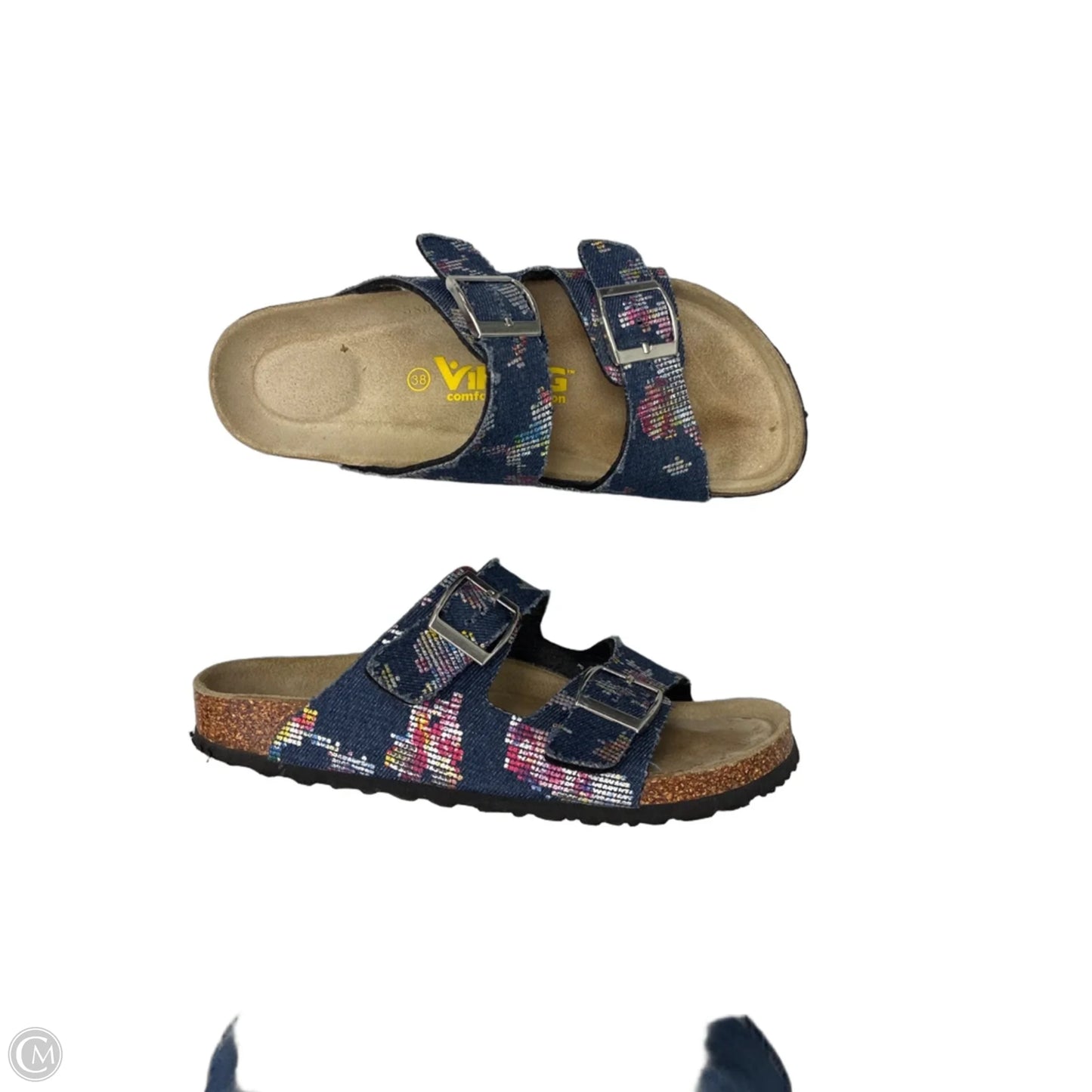 Sandals Flats By Clothes Mentor In Blue & Pink, Size: 7.5