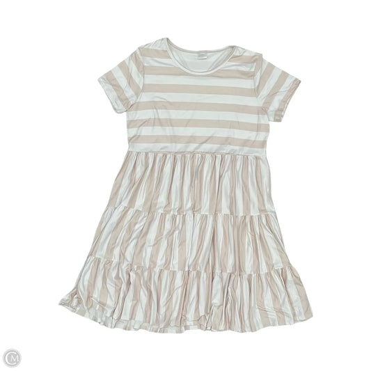 Dress Casual Midi By Cmf In Tan & White, Size: 2x