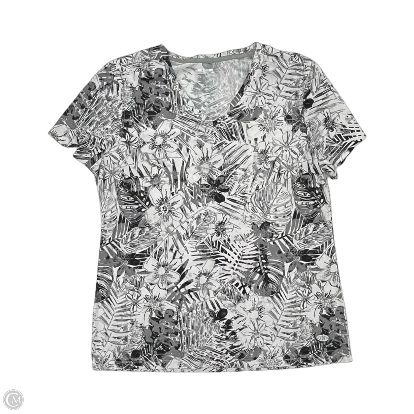 Athletic Top Short Sleeve By Reel Legends In Black & White, Size: L
