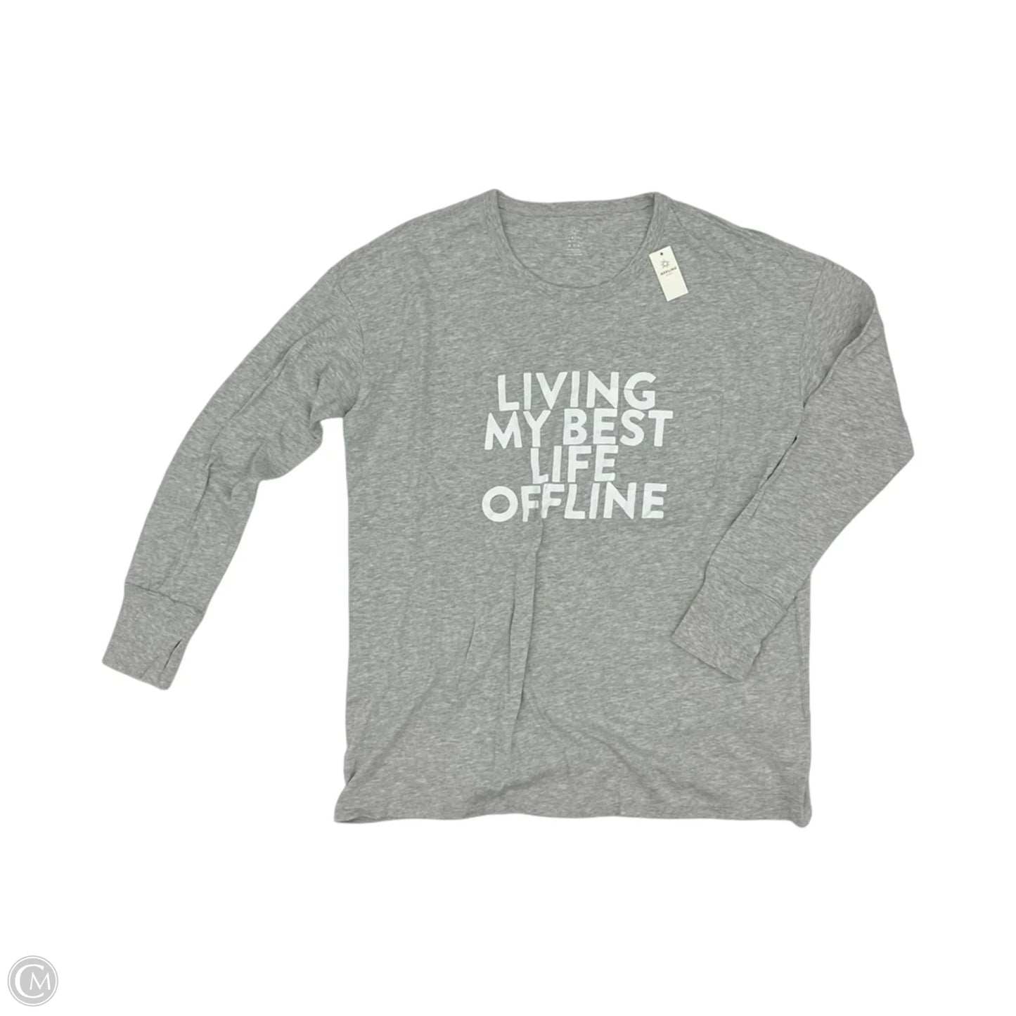 Top Long Sleeve By Aerie In Grey, Size: M