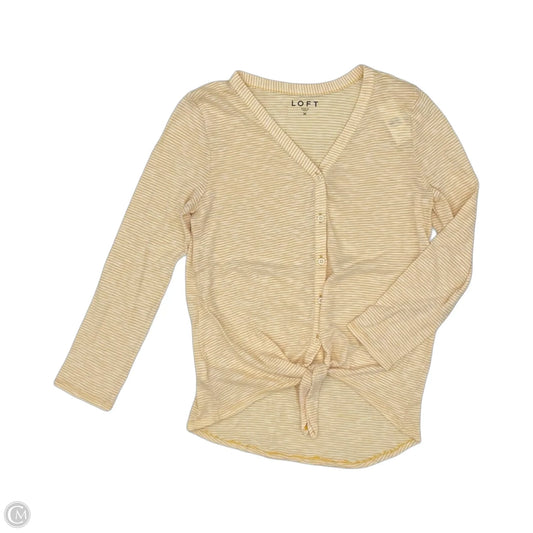 Top Long Sleeve By Loft In White & Yellow, Size: M