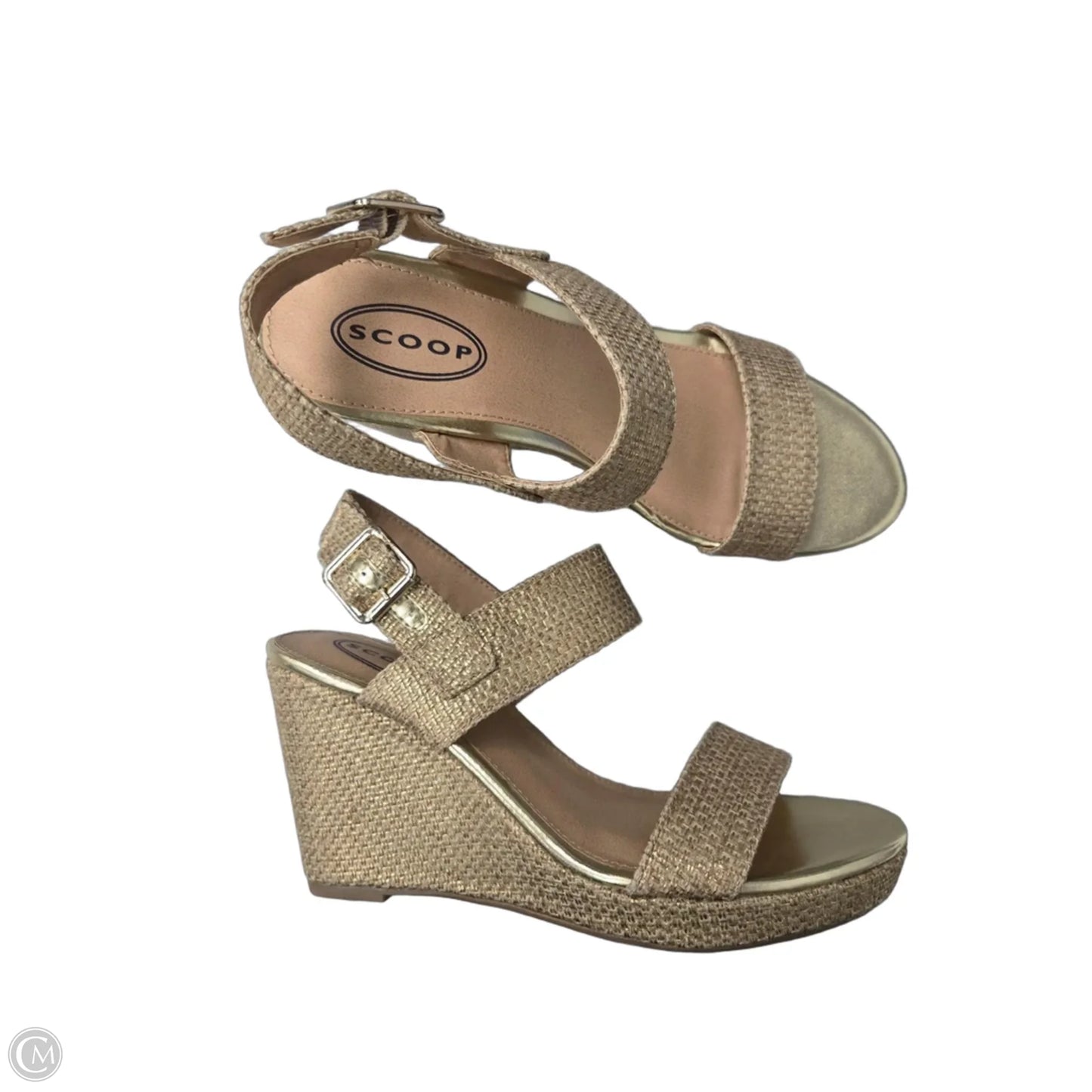 Sandals Heels Wedge By Scoop In Gold, Size: 8.5