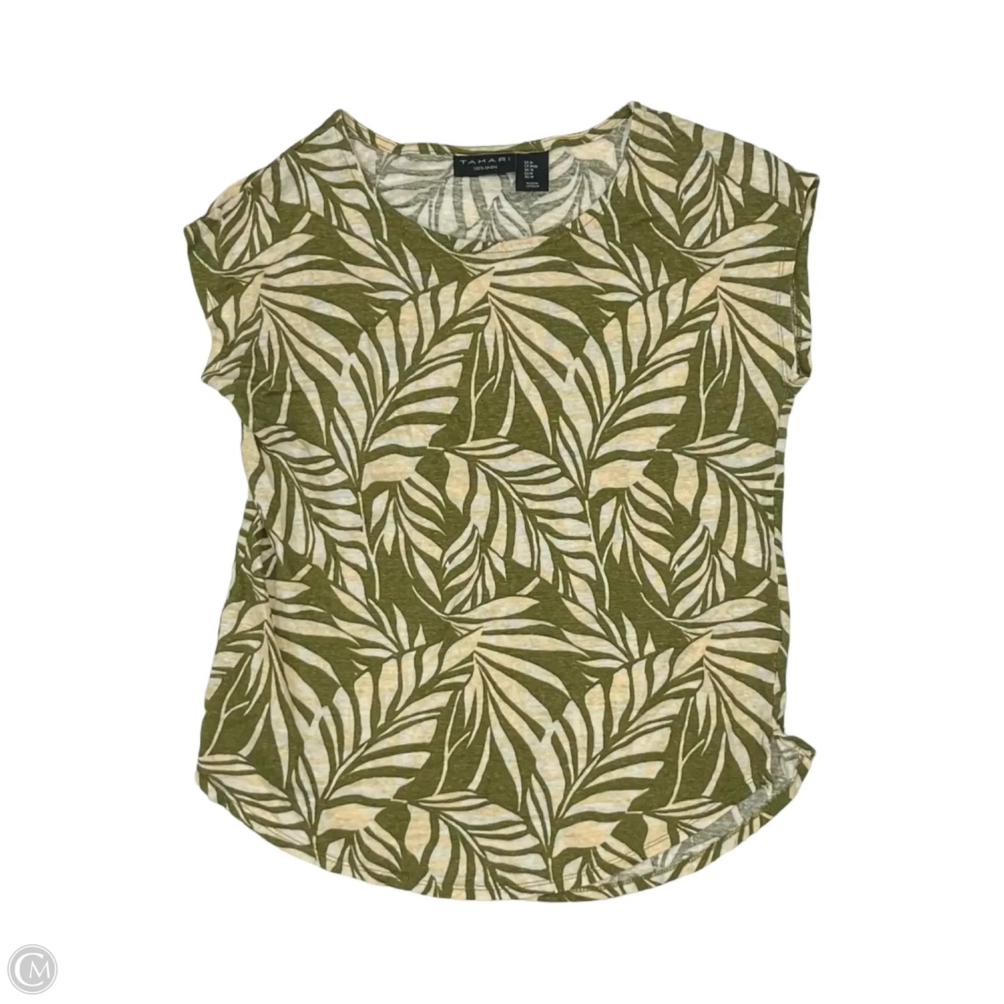 Top Short Sleeve By Tahari In Green & Orange, Size: M